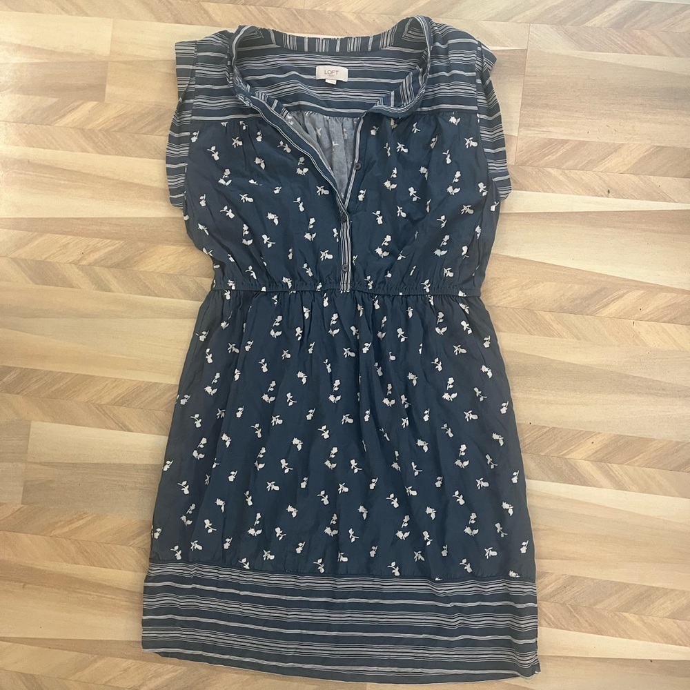 LOFT blue and white floral dress